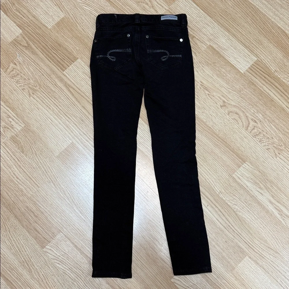 Justice Girls Size 8 Black Stretch Jeggings Skinny Pull On Soft Cotton Blend